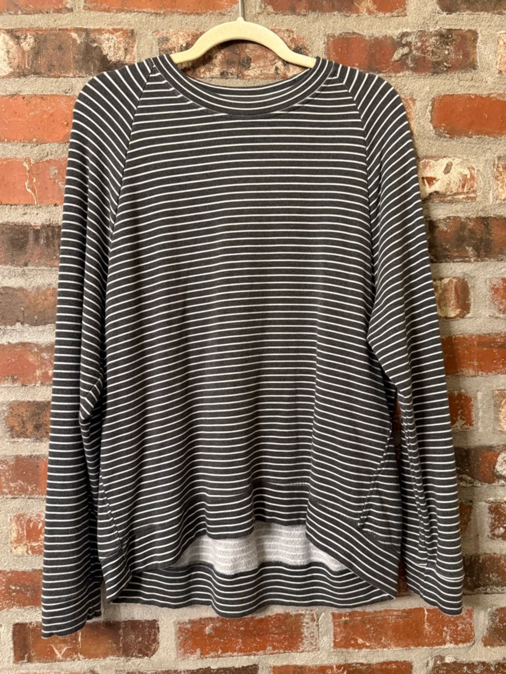 T89 - Lou & Grey Black and White Striped Plush-Lined Top